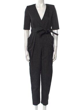 Stella McCartney Black Jacquard Tie-Front Jumpsuit